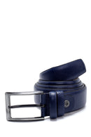 Men's Navy Blue Leather Belt | Derimod Men's Navy Blue Leather Belt | Derimod