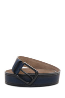 Men's Navy Blue Leather Belt | Derimod Men's Navy Blue Leather Belt | Derimod