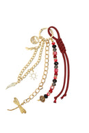 Women's Burgundy Chain Detailed Beaded Metal Charm | Derimod Women's Burgundy Chain Detailed Beaded Metal Charm | Derimod
