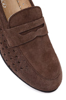 Kadın Koyu Vizon Süet Deri Loafer | Derimod Kadın Koyu Vizon Süet Deri Loafer | Derimod