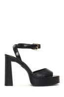 Woman Black Platform Thick High-Heeled Sandals | Derimod Woman Black Platform Thick High-Heeled Sandals | Derimod