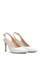 Women's White Leather Heeled Shoes | Derimod Women's White Leather Heeled Shoes | Derimod