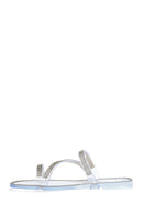 Women's White Jelly Transparent Stone Flat Slippers | Derimod Women's White Jelly Transparent Stone Flat Slippers | Derimod