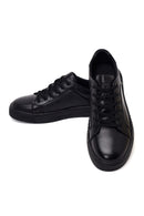 Erkek Siyah Bağcıklı Deri Sneaker | Derimod Erkek Siyah Bağcıklı Deri Sneaker | Derimod