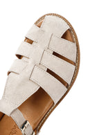 Women's Mink Suede Leather Sandals with Buckle Ankle | Derimod Women's Mink Suede Leather Sandals with Buckle Ankle | Derimod