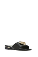 Women's Black Accessory Leather Slippers | Derimod Women's Black Accessory Leather Slippers | Derimod