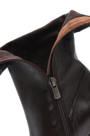 Women's Brown Zippered Thin Heel Leather Boots | Derimod Women's Brown Zippered Thin Heel Leather Boots | Derimod