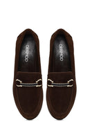 Women's Brown Buckled Wedge Heel Suede Leather Comfort Loafer | Derimod Women's Brown Buckled Wedge Heel Suede Leather Comfort Loafer | Derimod