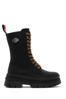 Harley Davidson Women's Black Brigett Leather Thick Soled Zippered Boots | Derimod Harley Davidson Women's Black Brigett Leather Thick Soled Zippered Boots | Derimod