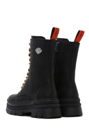 Harley Davidson Women's Black Brigett Leather Thick Soled Zippered Boots | Derimod Harley Davidson Women's Black Brigett Leather Thick Soled Zippered Boots | Derimod