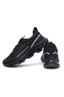 Men's Black Lace-Up Thick-Soled Fabric Sneaker | Derimod Men's Black Lace-Up Thick-Soled Fabric Sneaker | Derimod