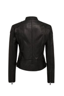 Prima Woman Black Short Leather Jacket | Derimod Prima Woman Black Short Leather Jacket | Derimod