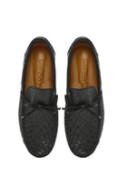 Men's Black Crocodile Patterned Leather Casual Loafer | Derimod Men's Black Crocodile Patterned Leather Casual Loafer | Derimod