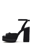 Women's Black Ankle Buckle Platform High Thick Heel Sandals | Derimod Women's Black Ankle Buckle Platform High Thick Heel Sandals | Derimod