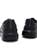 Men's Black Lace-Up Thick-Soled Printed Leather Sneakers | Derimod Men's Black Lace-Up Thick-Soled Printed Leather Sneakers | Derimod