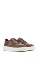 Men's Beige Lace-Up Thick-Sole Suede Leather Sneakers | Derimod Men's Beige Lace-Up Thick-Sole Suede Leather Sneakers | Derimod