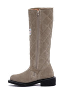 Harley Davidson Women's Beige Laconia Hi Zipper Leather Boots | Derimod Harley Davidson Women's Beige Laconia Hi Zipper Leather Boots | Derimod