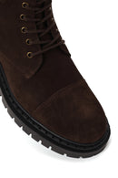 Male Brown Zip Closure Thick-Soled Suede Combat Boots | Derimod Male Brown Zip Closure Thick-Soled Suede Combat Boots | Derimod