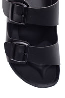 Men's Leather Double Buckle Slippers | Derimod Men's Leather Double Buckle Slippers | Derimod