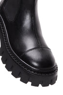 Women's Black Thick Soled Leather Chelsea Boots | Derimod Women's Black Thick Soled Leather Chelsea Boots | Derimod