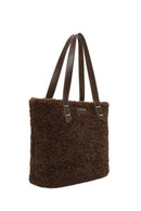 Woman Brown Plush Teddy Shoulder Bag | Derimod Woman Brown Plush Teddy Shoulder Bag | Derimod