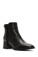 Women's Black Zipper Heeled Leather Boots | Derimod Women's Black Zipper Heeled Leather Boots | Derimod