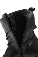 Women's Black Zipper Lace-Up Combat Boots | Derimod Women's Black Zipper Lace-Up Combat Boots | Derimod