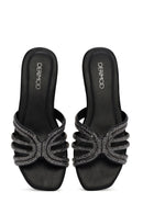 Women's Black Stone Slippers | Derimod Women's Black Stone Slippers | Derimod
