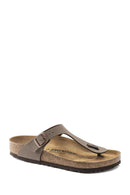 Birkenstock Women's Brown Birko-Flor Nubuck Flip Flops | Derimod Birkenstock Women's Brown Birko-Flor Nubuck Flip Flops | Derimod