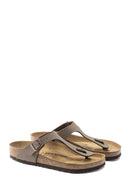Birkenstock Women's Brown Birko-Flor Nubuck Flip Flops | Derimod Birkenstock Women's Brown Birko-Flor Nubuck Flip Flops | Derimod