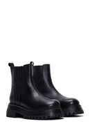 Kadın Siyah Deri Chelsea Düz Bot | Derimod Kadın Siyah Deri Chelsea Düz Bot | Derimod