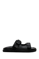 Men's Black Leather Slippers | Derimod Men's Black Leather Slippers | Derimod