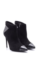 Women's Crocodile Detailed Suede Leather Boots | Derimod Women's Crocodile Detailed Suede Leather Boots | Derimod