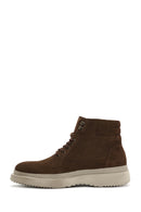 Men's Brown Thick Soled Laced Suede Leather Boots | Derimod Men's Brown Thick Soled Laced Suede Leather Boots | Derimod