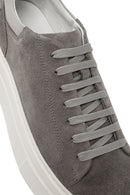 Men's Grey Lace-Up Thick-Sole Suede Leather Sneakers | Derimod Men's Grey Lace-Up Thick-Sole Suede Leather Sneakers | Derimod