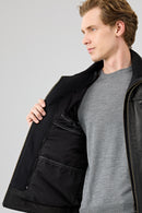 Mateo Men's Black Leather Jacket | Derimod Mateo Men's Black Leather Jacket | Derimod