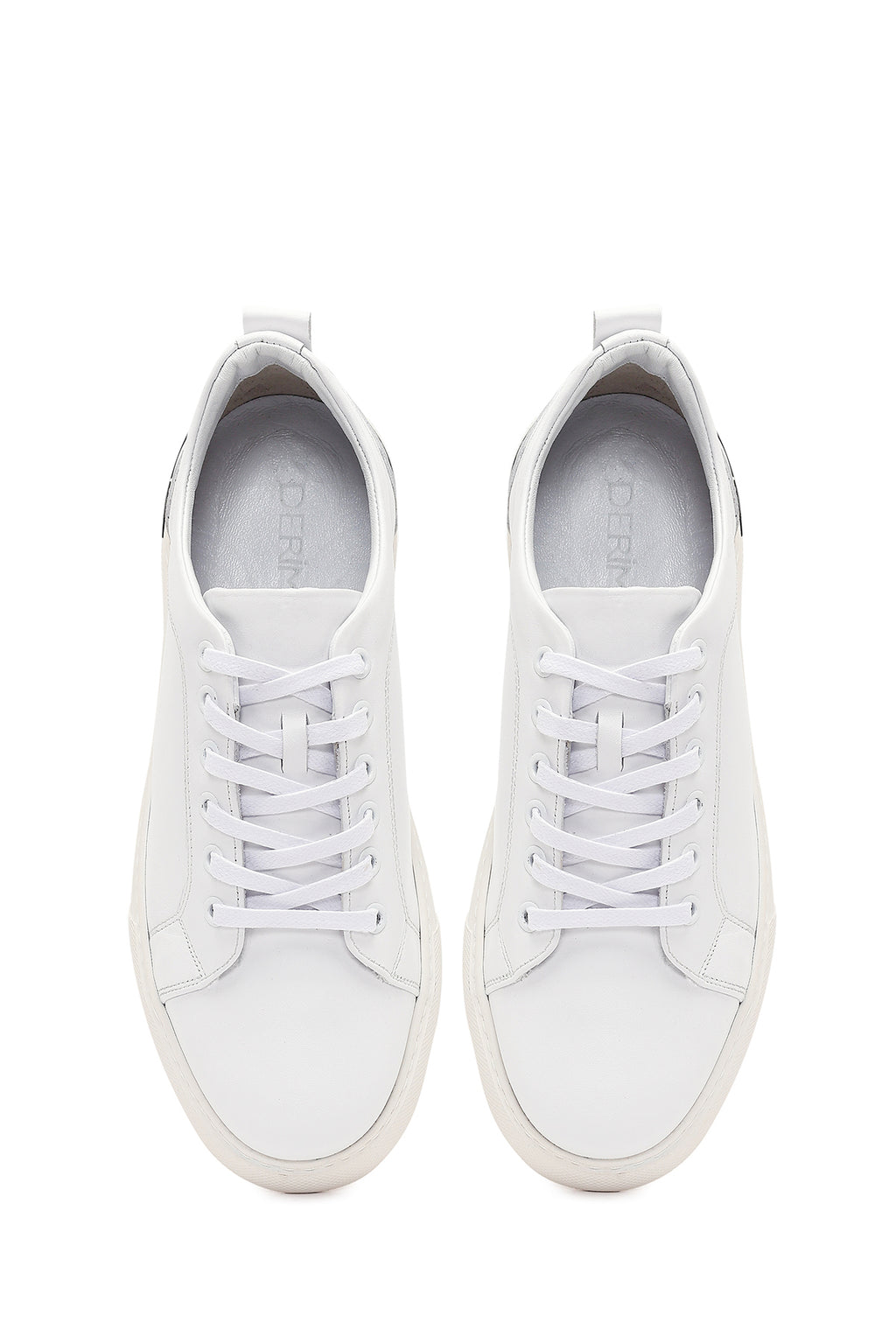 Erkek Beyaz Bağcıklı Deri Sneaker