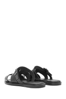 Women's Black Buckle Leather Slippers | Derimod Women's Black Buckle Leather Slippers | Derimod