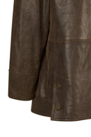 Gateaway Woman Brown Leather Coat | Derimod Gateaway Woman Brown Leather Coat | Derimod