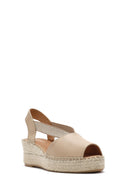 Women's Beige Wedge Heel Leather Espadrille Sandals | Derimod Women's Beige Wedge Heel Leather Espadrille Sandals | Derimod