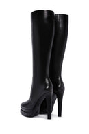 Women's Black Zippered High Heel Platform Leather Boots | Derimod Women's Black Zippered High Heel Platform Leather Boots | Derimod