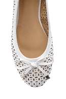 Women's White Bow Ballerina Ballet | Derimod Women's White Bow Ballerina Ballet | Derimod