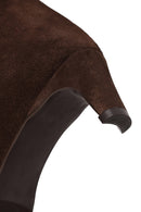 Woman Brown Zip Closure Chunky-Heeled Suede Leather Boots | Derimod Woman Brown Zip Closure Chunky-Heeled Suede Leather Boots | Derimod