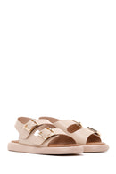 Women's Beige Double Buckle Comfort Sandals | Derimod Women's Beige Double Buckle Comfort Sandals | Derimod