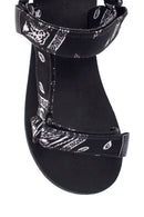 Women's Black Patterned Flat Sandals | Derimod Women's Black Patterned Flat Sandals | Derimod