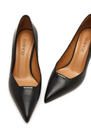 Women's Black Thin Heeled Leather Stiletto | Derimod Women's Black Thin Heeled Leather Stiletto | Derimod