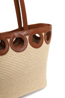 Woman Beige Wicker Shoulder Bag | Derimod Woman Beige Wicker Shoulder Bag | Derimod