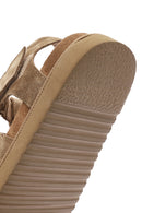 Women's Brown Thick Soled Suede Leather Sandals | Derimod Women's Brown Thick Soled Suede Leather Sandals | Derimod