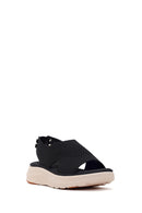 Women's Black Strapped Thick-Soled Fabric Comfort Sandals | Derimod Women's Black Strapped Thick-Soled Fabric Comfort Sandals | Derimod