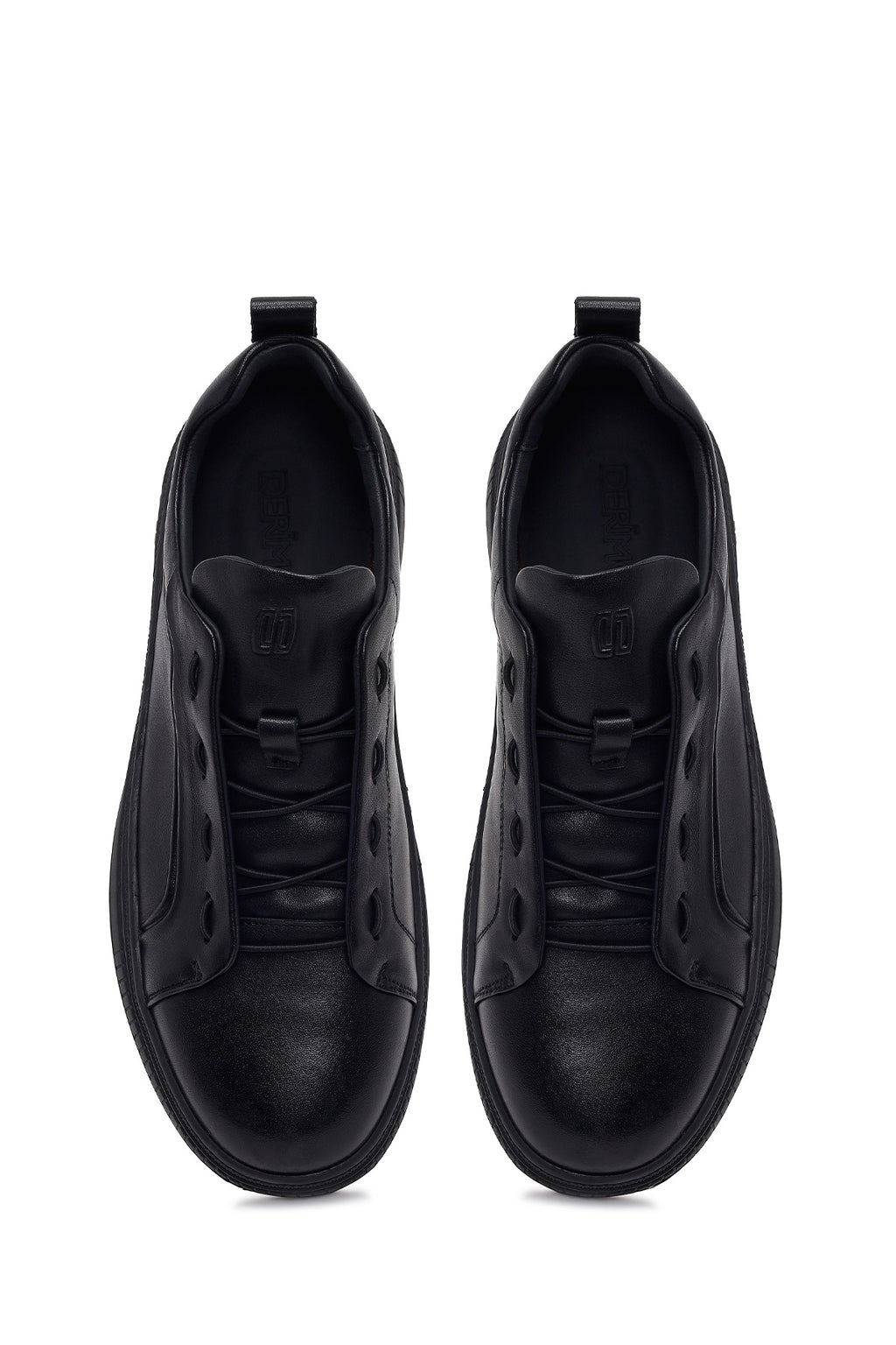 Erkek Siyah Bağcıklı Deri Sneaker